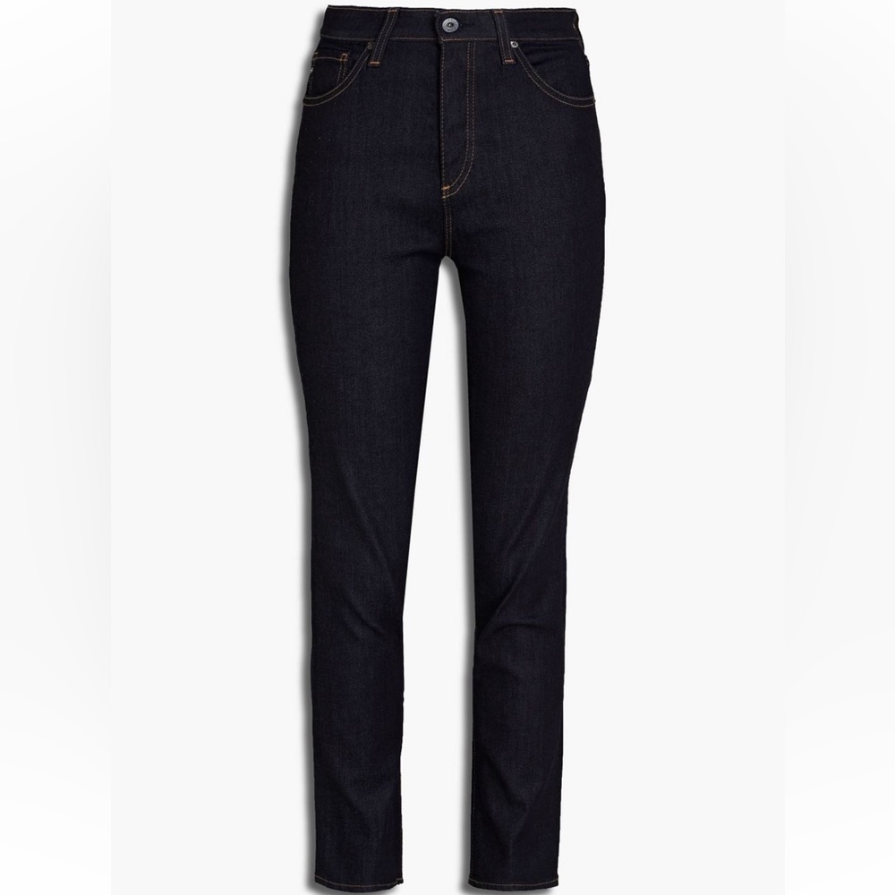 AG Adriano Goldschmied Size 27 Mari High Rise Straight Jeans dark denim